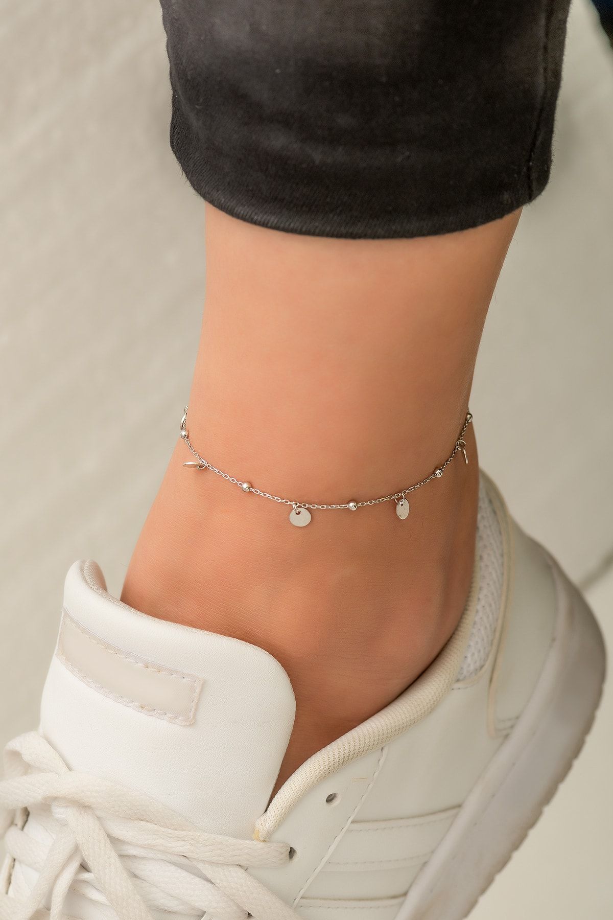 Kadın Toplu Halhal Rodyum Kaplama 925 Ayar Gümüş Uvps800010