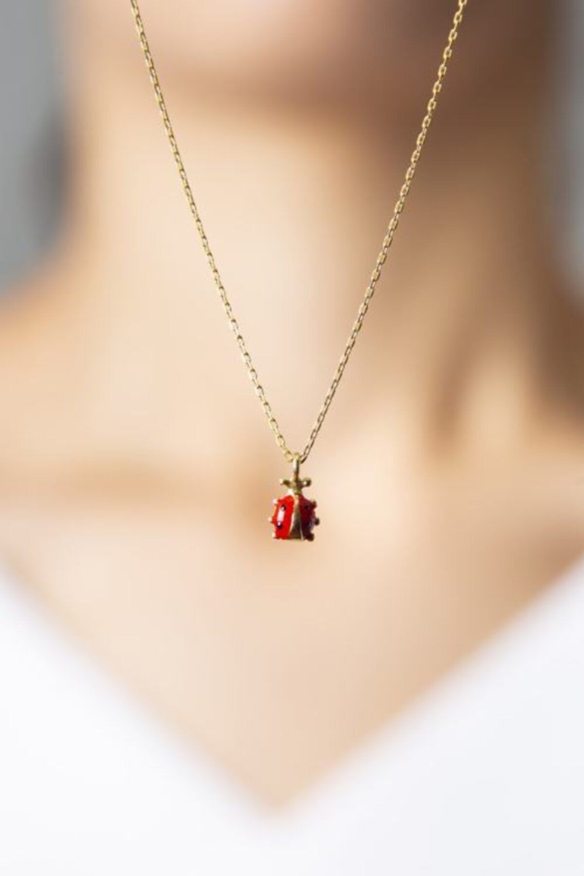 Kadın Uğur Böceği Model 925 Ayar Gümüş Kolye