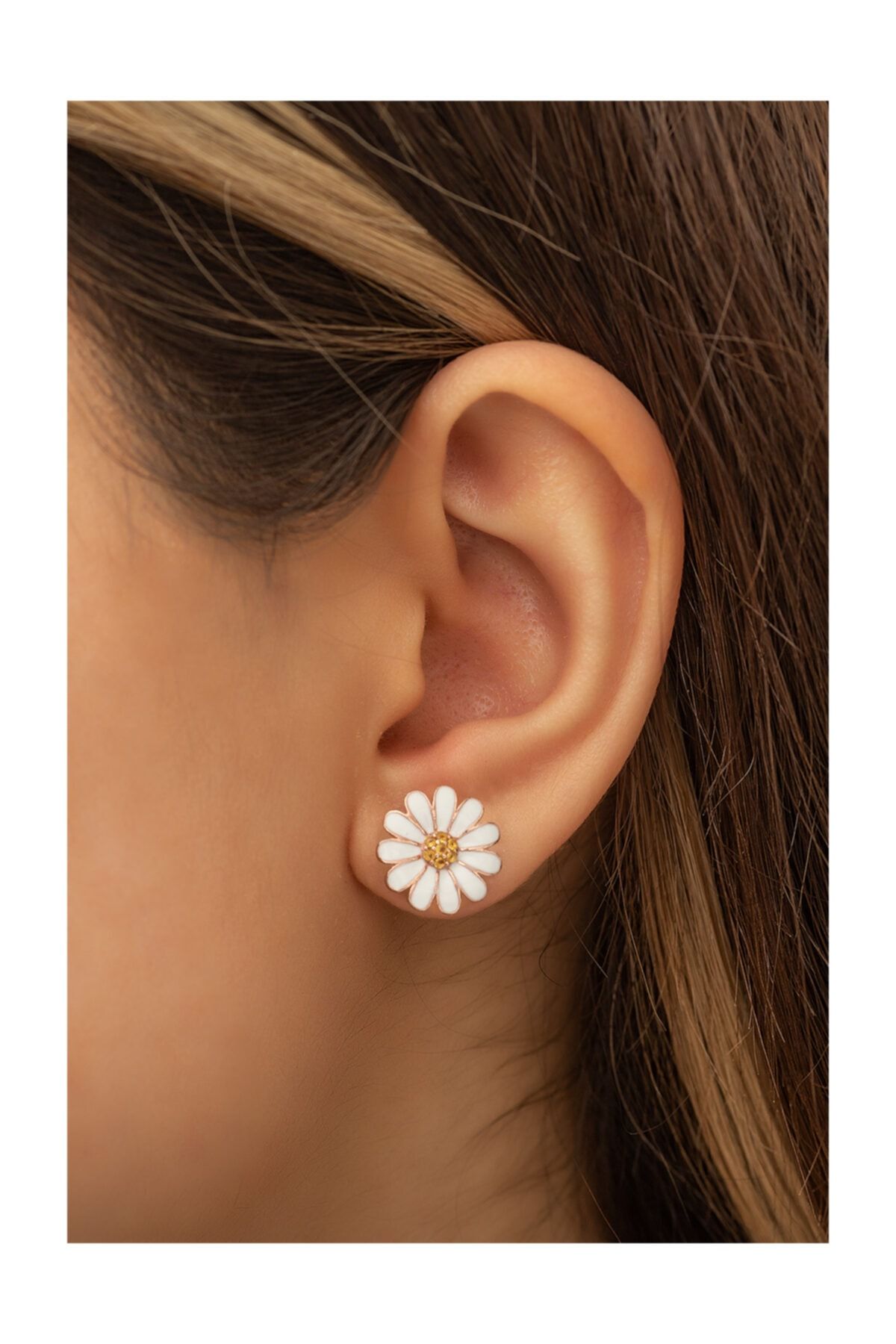 Küpe Sarı Nano Zirkon 925 Ayar Gümüş Uvps300085