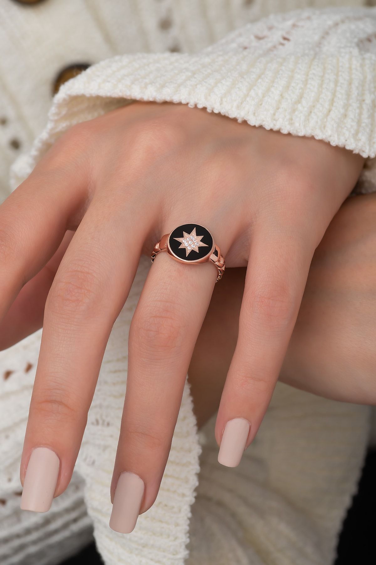 Lazer Mineli Nano Zirkon Taşlı Rose Gald Kaplama 925 Ayar Gümüş