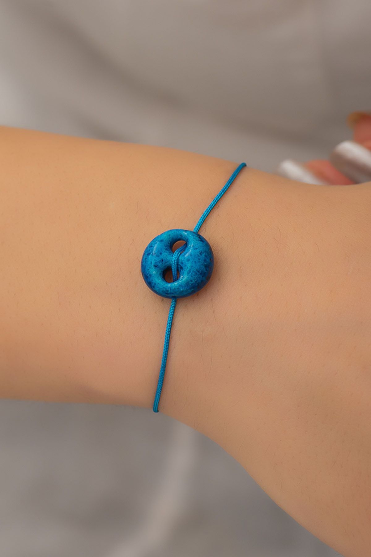 Mavi Ipli Süryani Nazar Bileklik