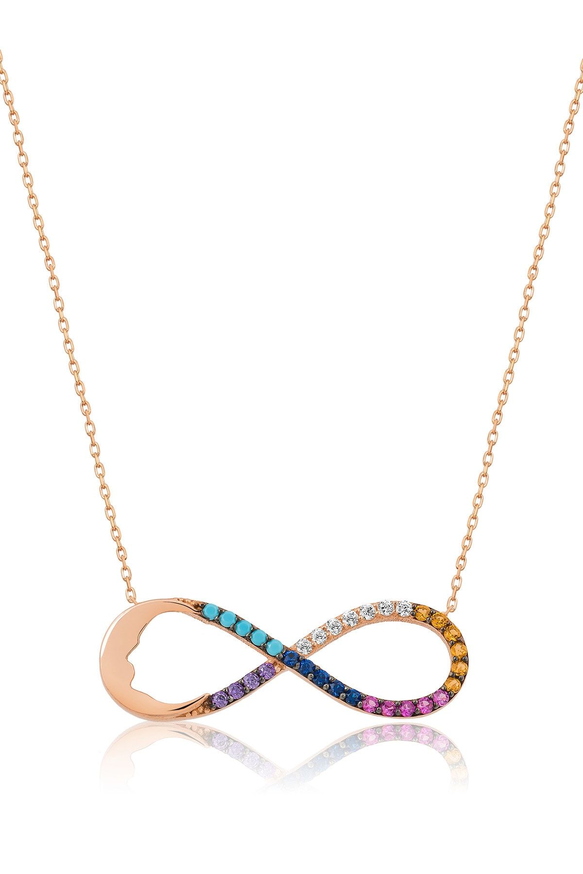 Nano Taşlı Sonsuzluk, Rose Altın Kaplama Atatürk Kolye.