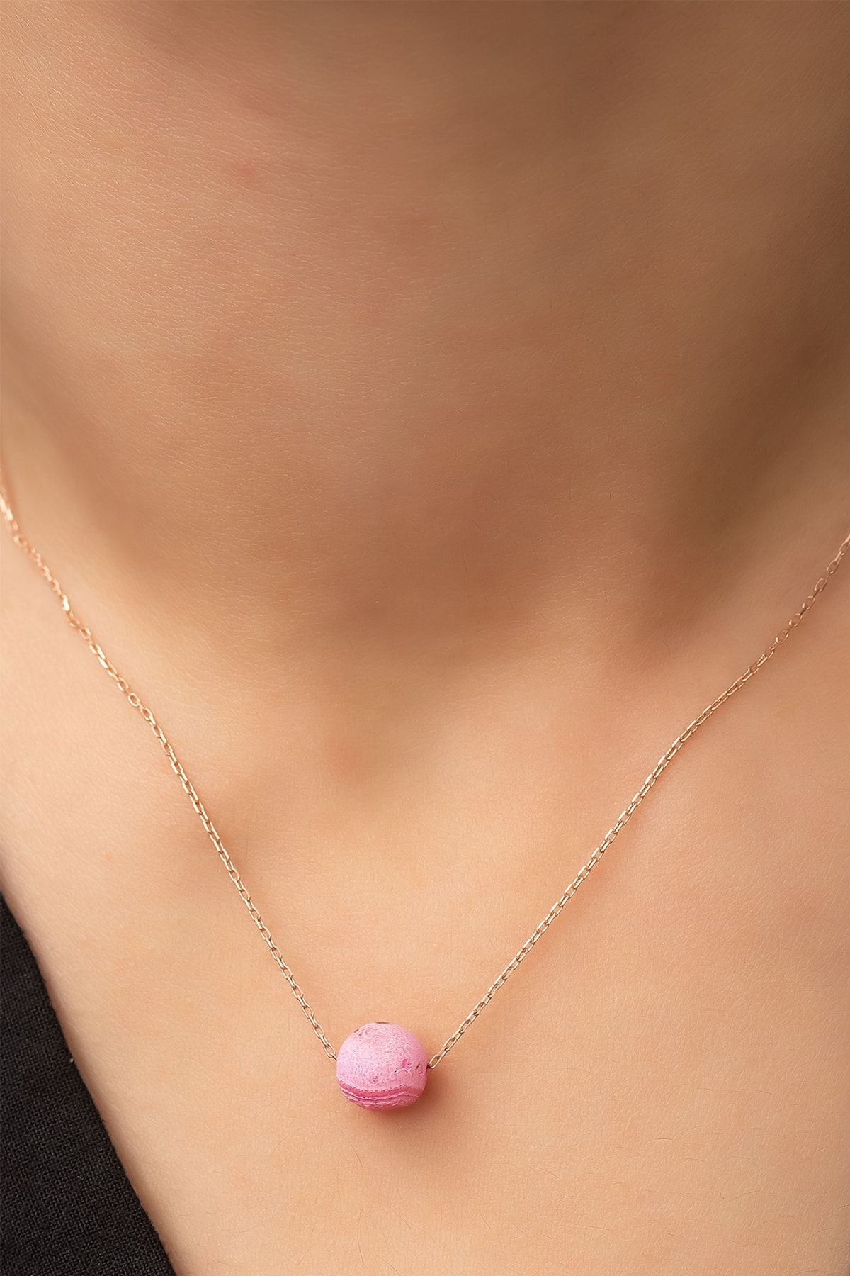 Pembe Hareli Doğal;Taş Kolye