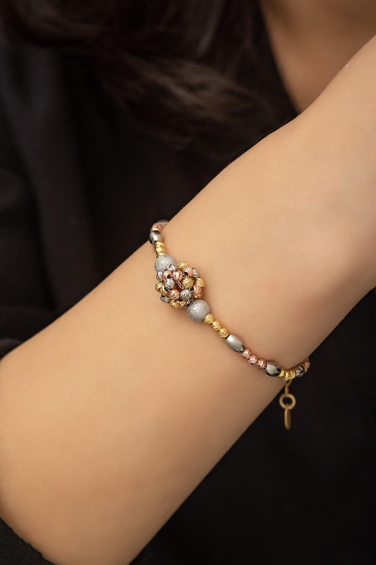 Renkli Dorica Toplu Küme Fantezi Bileklik - 925 Ayar Gümüş Bileklik - Uvps200031