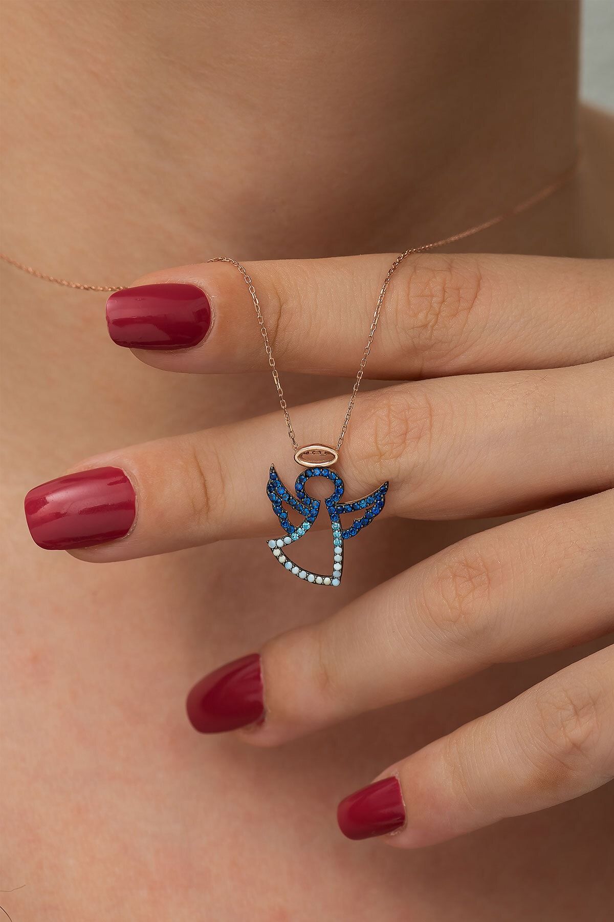 Rose Altın Kaplama 925 Ayar Gümüş Melek Kolye