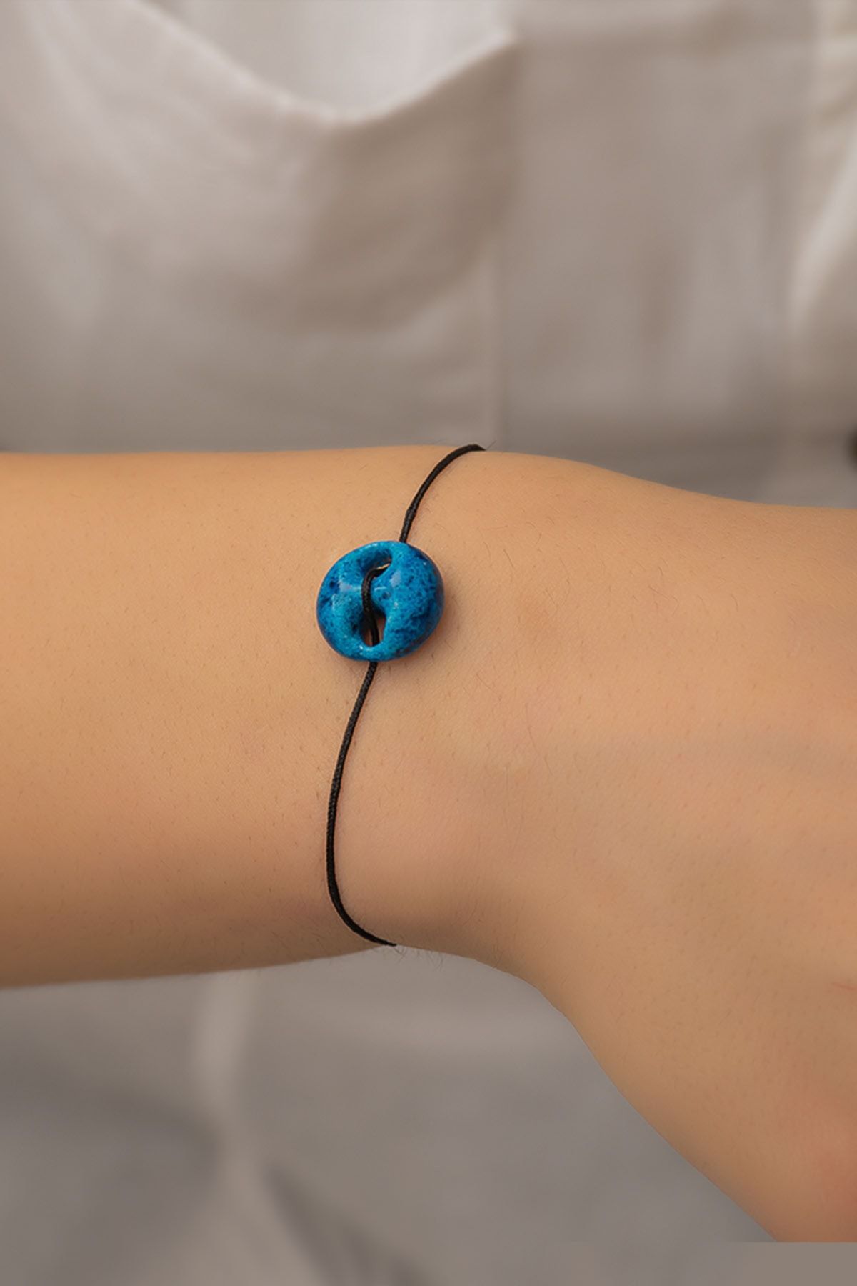 Siyah Ipli Süryani Nazar Bileklik