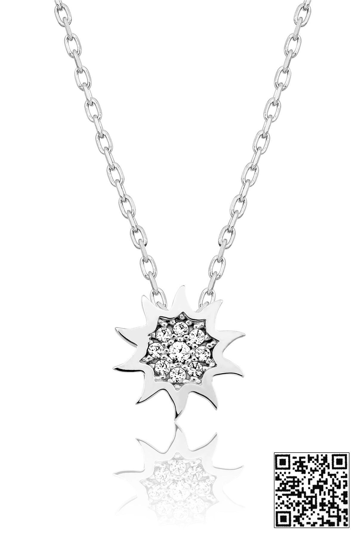 Swarovski® Taşlı Yıldız Kolye Rodyum Kaplama 925 Ayar Gümüş - Suvps00015