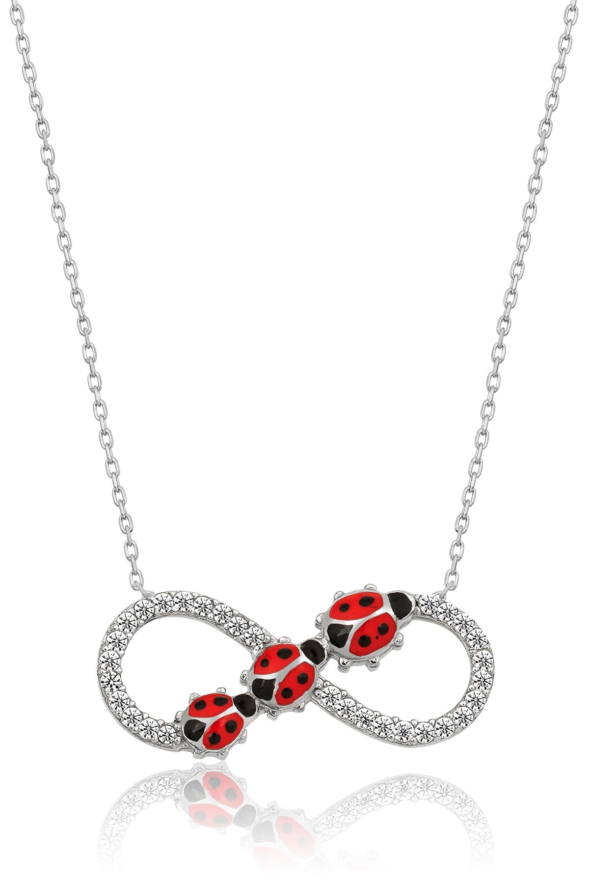 Üç Uğur Böcekli Sonsuzluk Kolye